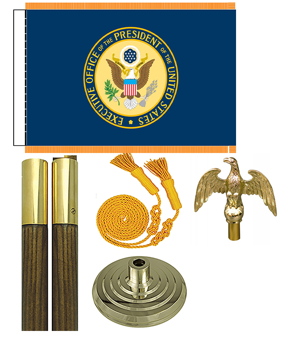 Executive Office Of The President Of The United States Of America Flags Are Made From High Quality Nylon With Brass Grommets For Outdoor Flags And Pole Sleeve And Golden Fringe For Presentation