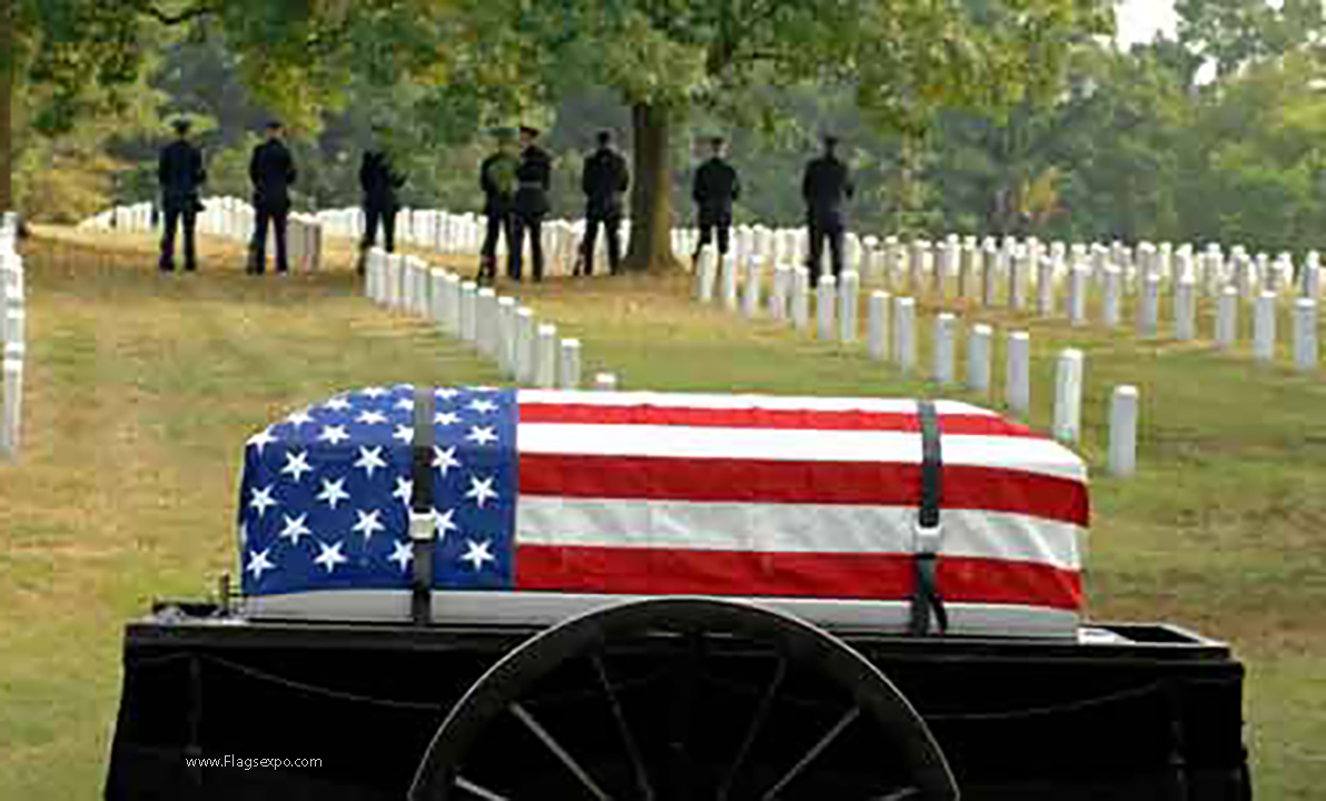 american flag on casket