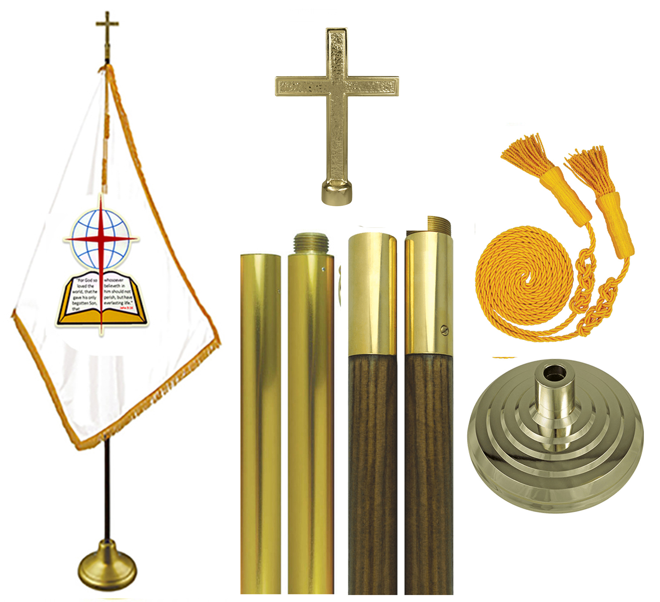 Gold Fringe Christian Flag - Flagpole Farm